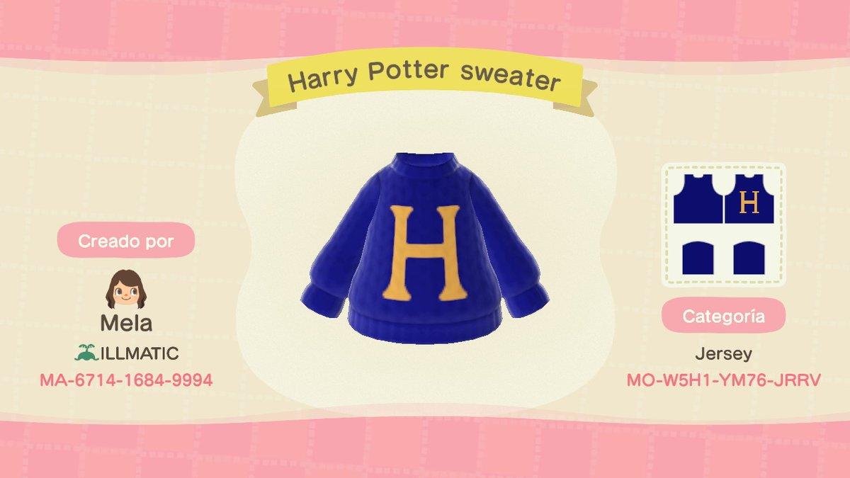 Animal Crossing Design Code: MO-W5H1-YM76-JRRV Harry Potter sweater