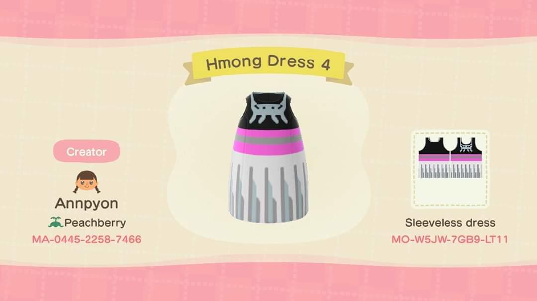 Animal Crossing Design Code: MO-W5JW-7GB9-LT11 Hmong Dress 4