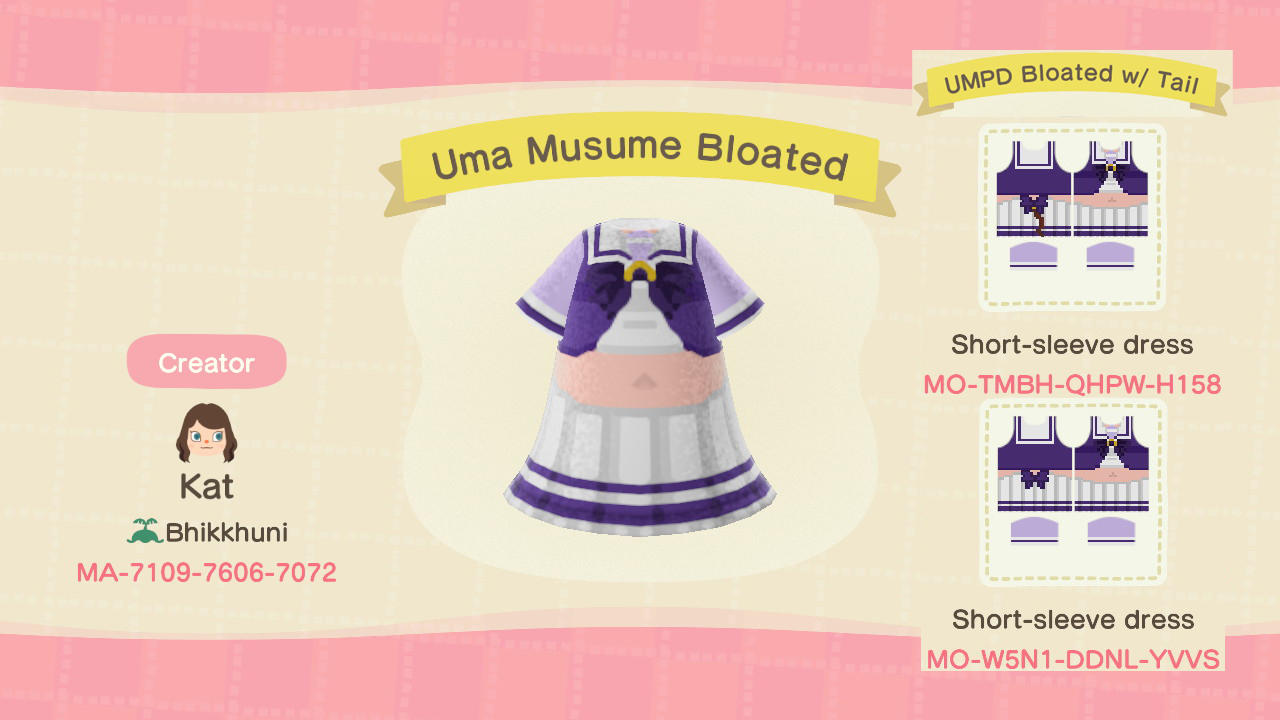 Animal Crossing Design Code: MO-W5N1-DDNL-YVVS Uma Musume Bloated