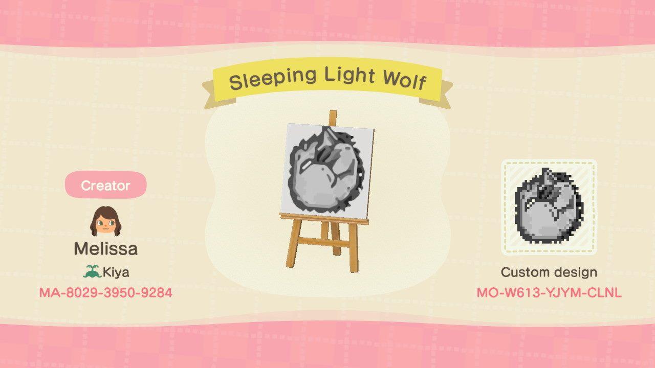 Animal Crossing Design Code: MO-W613-YJYM-CLNL Sleeping Light Wolf