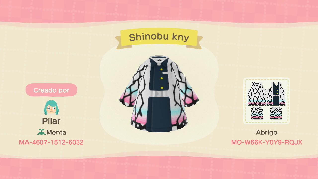 Animal Crossing Design Code: MO-W66K-Y0Y9-RQJX Shinobu kny