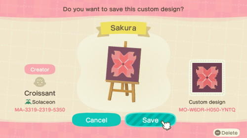 Animal Crossing Design Code: MO-W6DR-H050-YNTQ Sakura