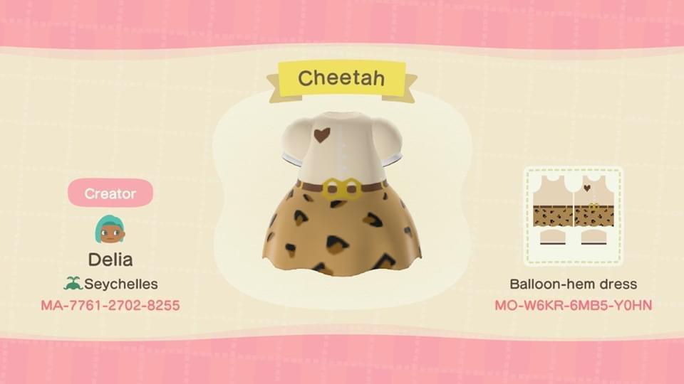 Animal Crossing Design Code: MO-W6KR-6MB5-Y0HN Cheetah