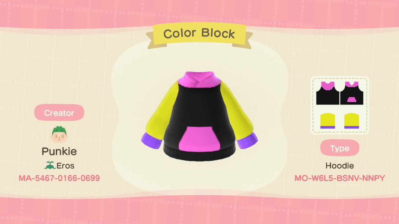 Animal Crossing Design Code: MO-W6L5-BSNV-NNPY Color Block
