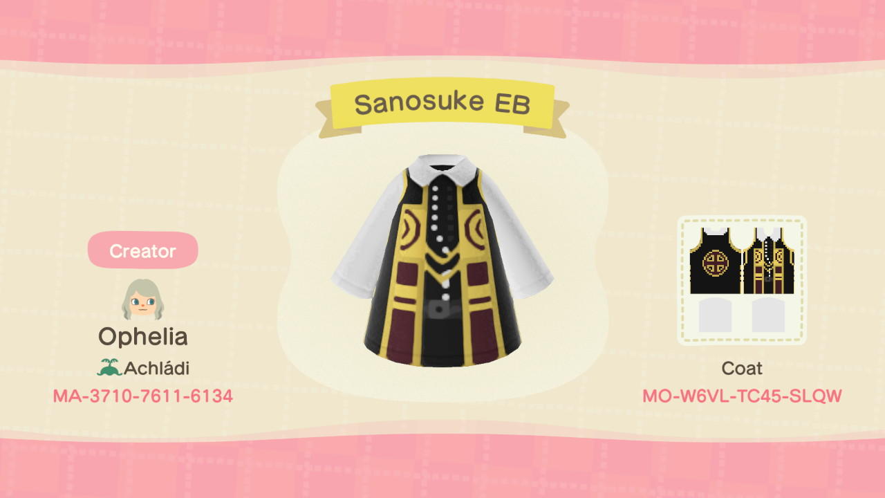 Animal Crossing Design Code: MO-W6VL-TC45-SLQW Sanosuke EB Hakuoki
