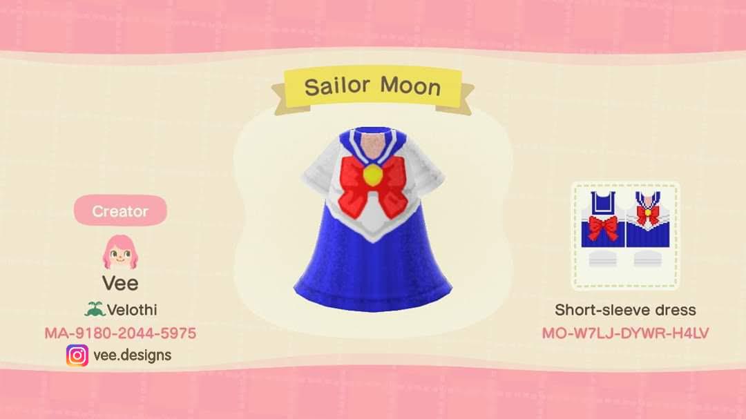 Animal Crossing Design Code: MO-W7LJ-DYWR-H4LV Sailor Moon