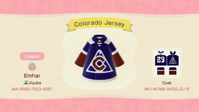 Animal Crossing Design Code: MO-W7M6-94QG-2L19 Colorado Alt Jersey