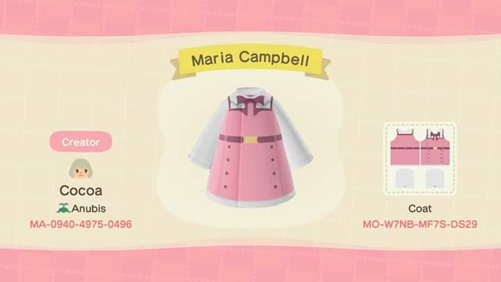 Animal Crossing Design Code: MO-W7NB-MF7S-DS29 Maria Campbell