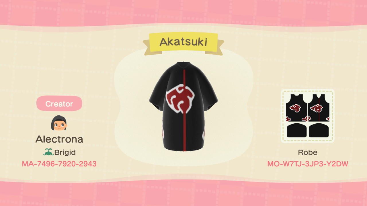 Animal Crossing Design Code: MO-W7TJ-3JP3-Y2DW Akatsuki