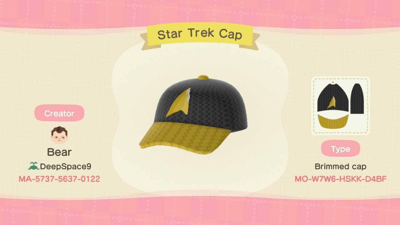 Animal Crossing Design Code: MO-W7W6-HSKK-D4BF Star Trek cap