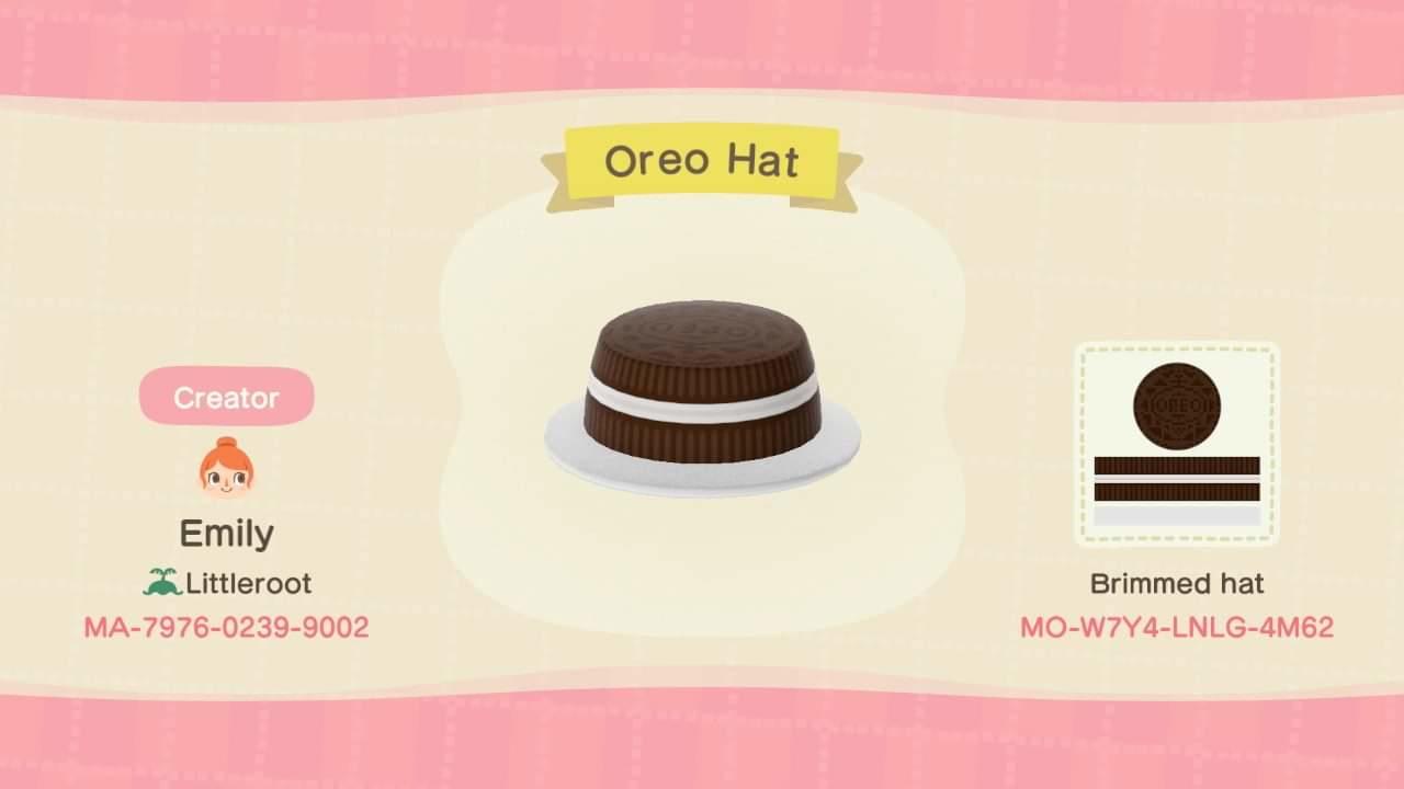 Animal Crossing Design Code: MO-W7Y4-LNLG-4M62 Oreo Hat
