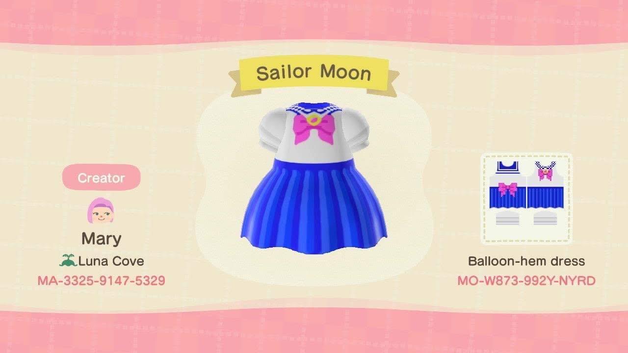 Animal Crossing Design Code: MO-W873-992Y-NYRD Sailor Moon Dress