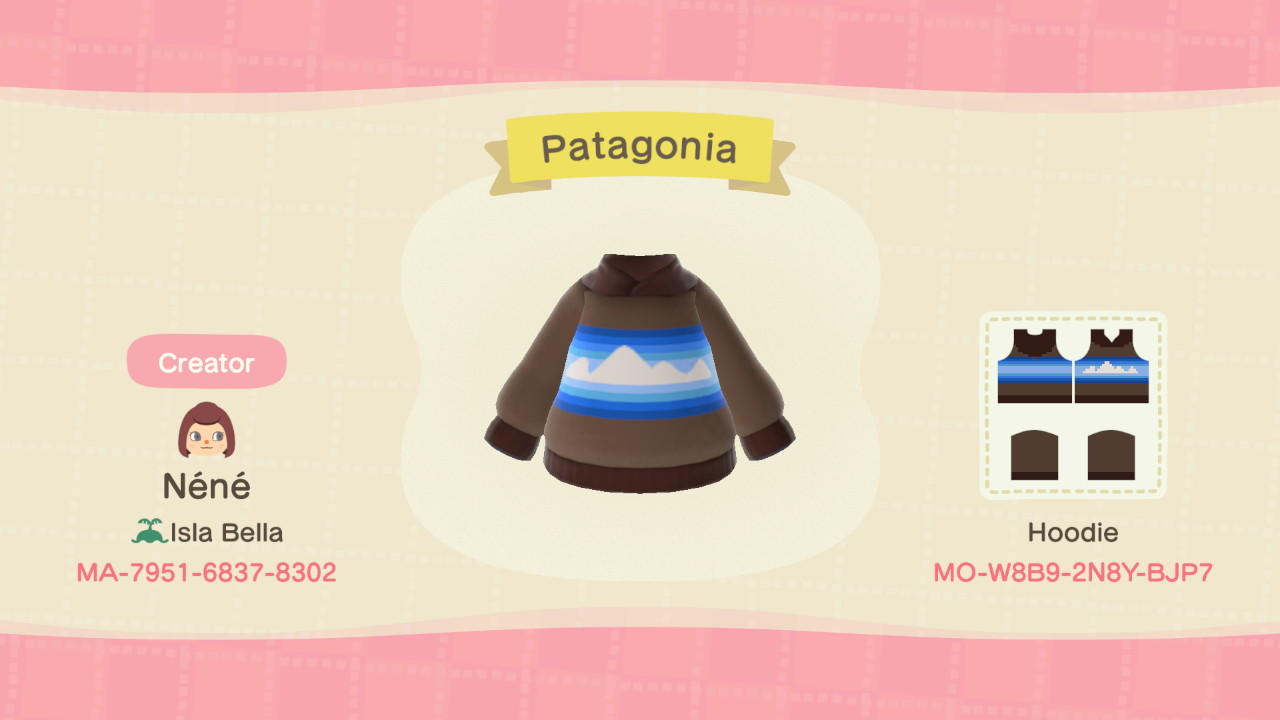 Animal Crossing Design Code: MO-W8B9-2N8Y-BJP7 Patagonia