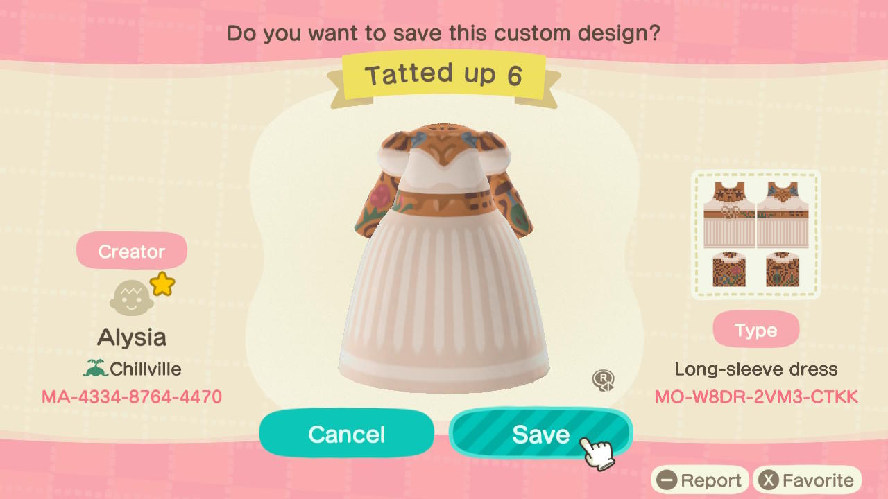 Animal Crossing Design Code: MO-W8DR-2VM3-CTKK Tatted Up 6