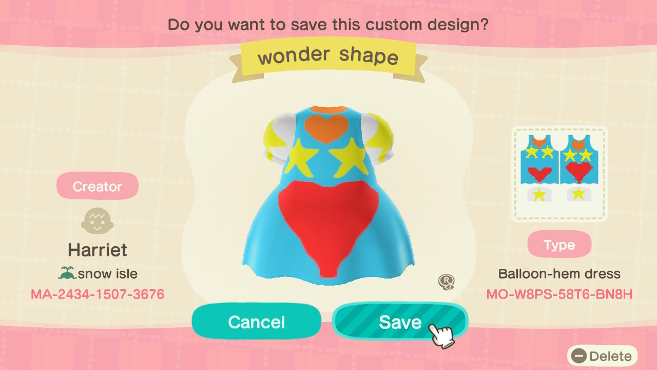 Animal Crossing Design Code: MO-W8PS-58T6-BN8H wonder shape