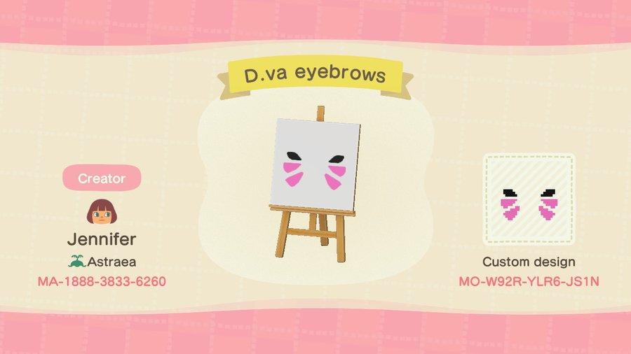 Animal Crossing Design Code: MO-W92R-YLR6-JS1N D.va eyebrows