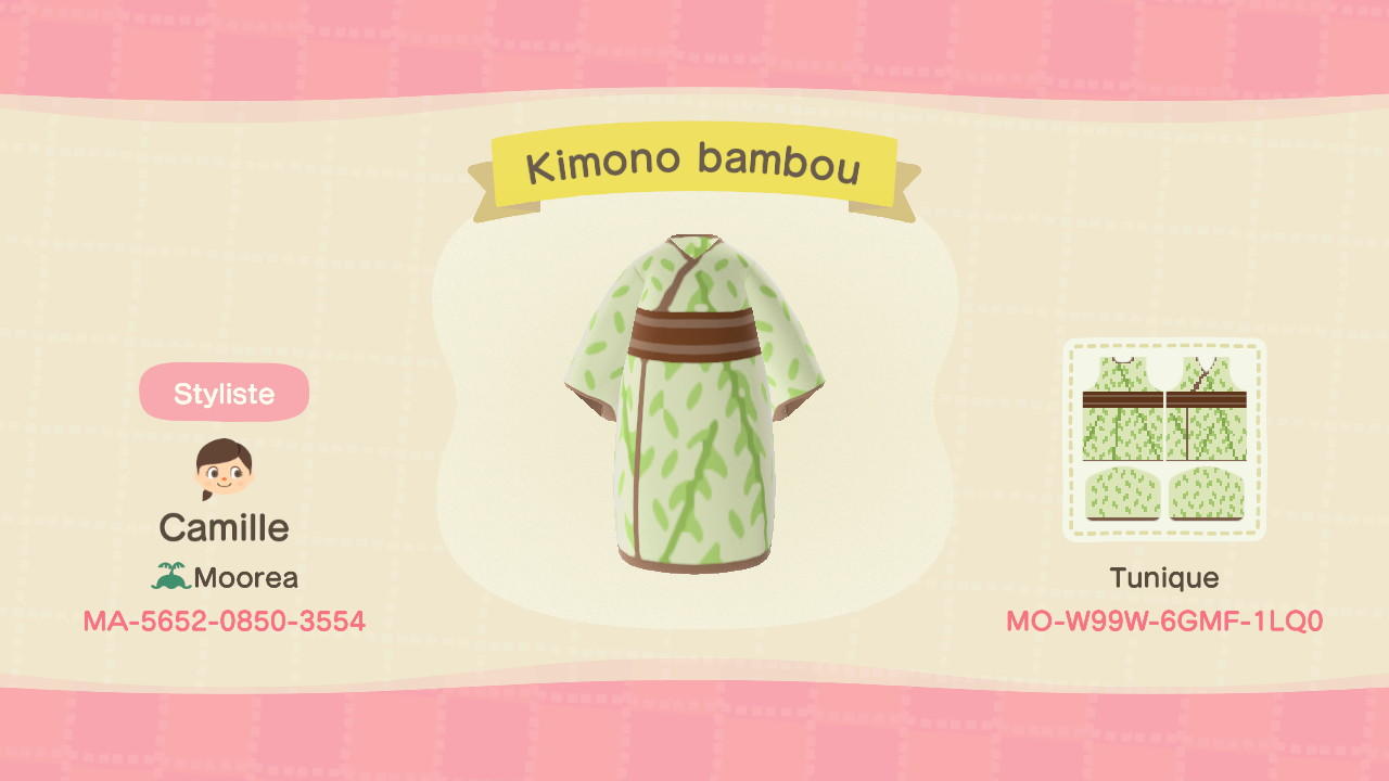 Animal Crossing Design Code: MO-W99W-6GMF-1LQ0 Bamboo kimono