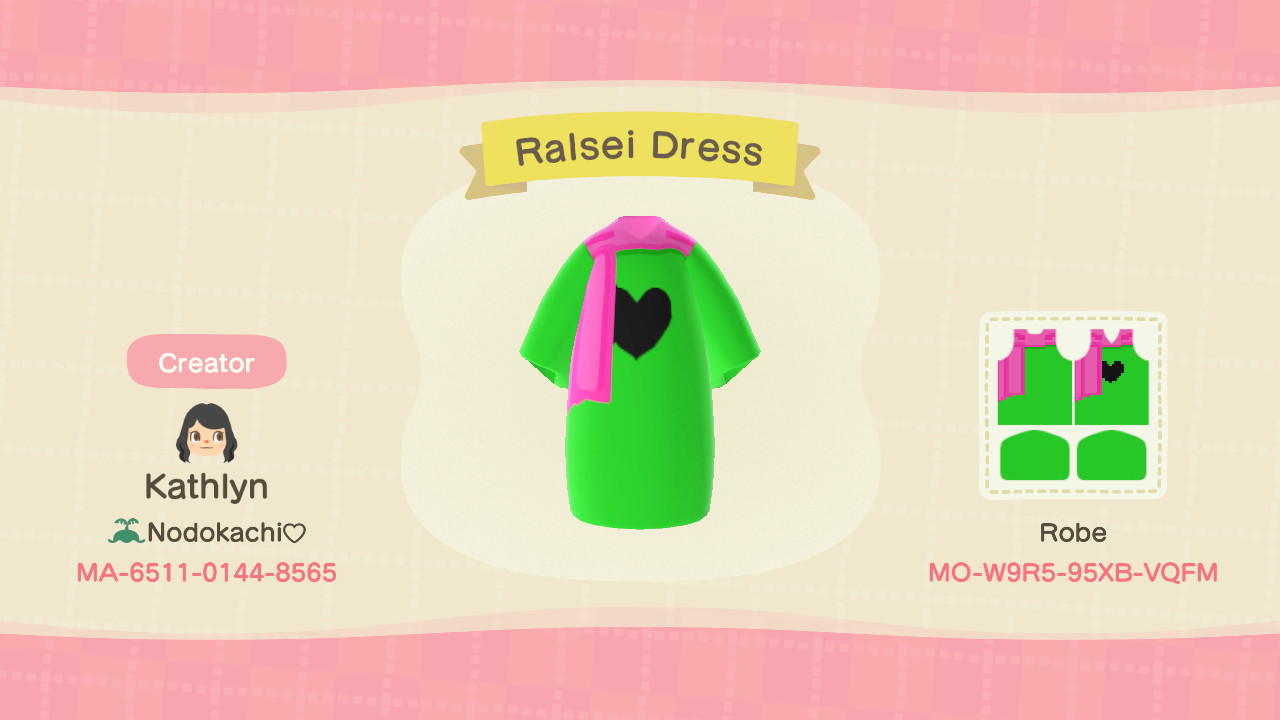Animal Crossing Design Code: MO-W9R5-95XB-VQFM Ralsei Dress