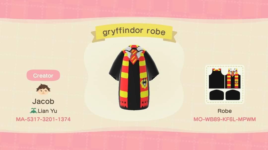Animal Crossing Design Code: MO-WB89-KF6L-MPWM Gryffindor Robe