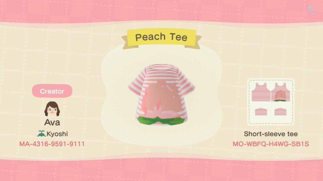 Animal Crossing Design Code: MO-WBFQ-H4WG-SB1S Peach Tee