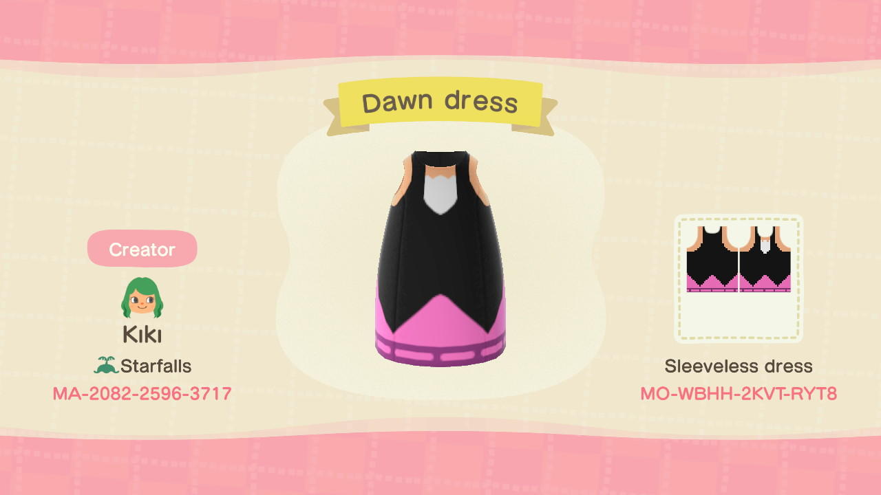 Animal Crossing Design Code: MO-WBHH-2KVT-RYT8 Dawn dress