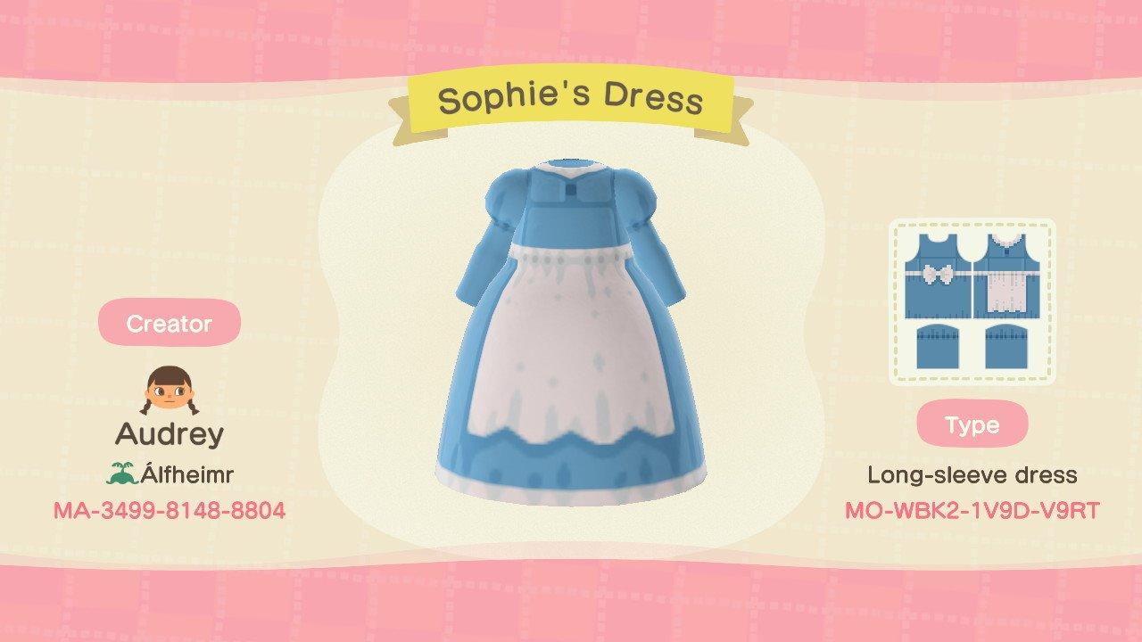 Animal Crossing Design Code: MO-WBK2-1V9D-V9RT Sophie's Dress