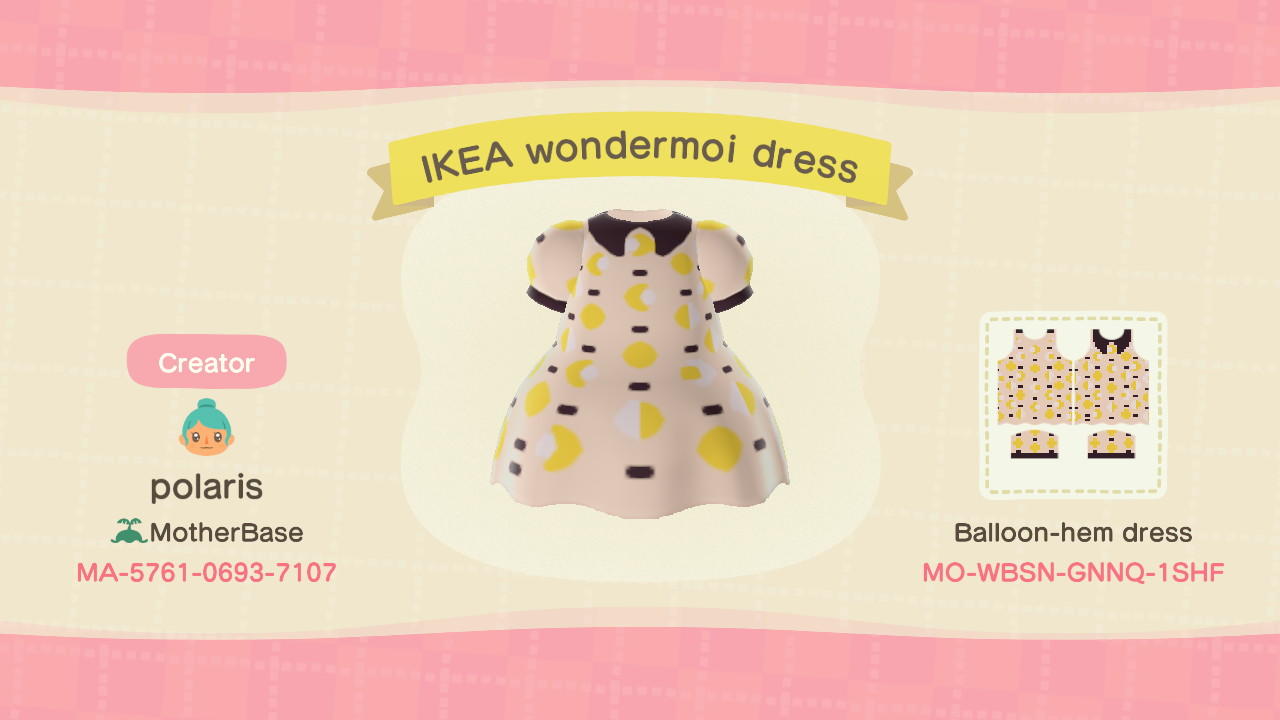 Animal Crossing Design Code: MO-WBSN-GNNQ-1SHF IKEA wondermoi dress