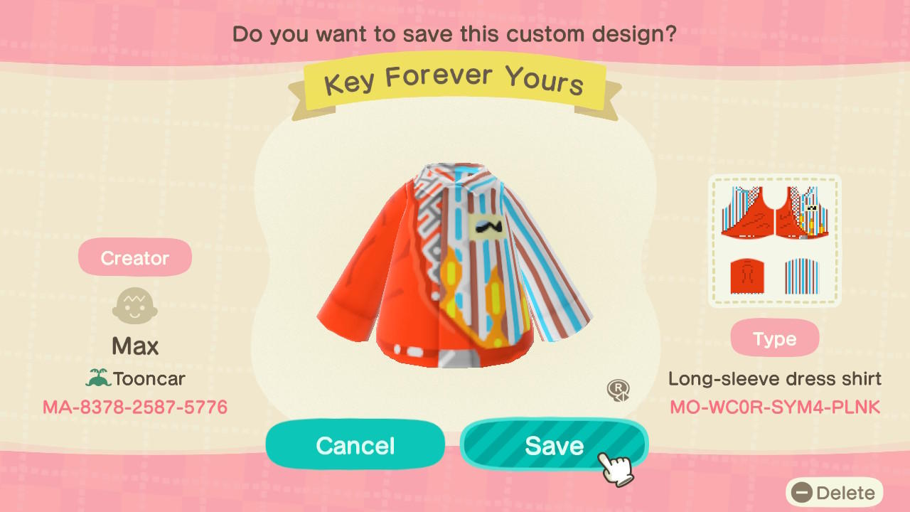 Animal Crossing Design Code: MO-WC0R-SYM4-PLNK SHINee Key FY