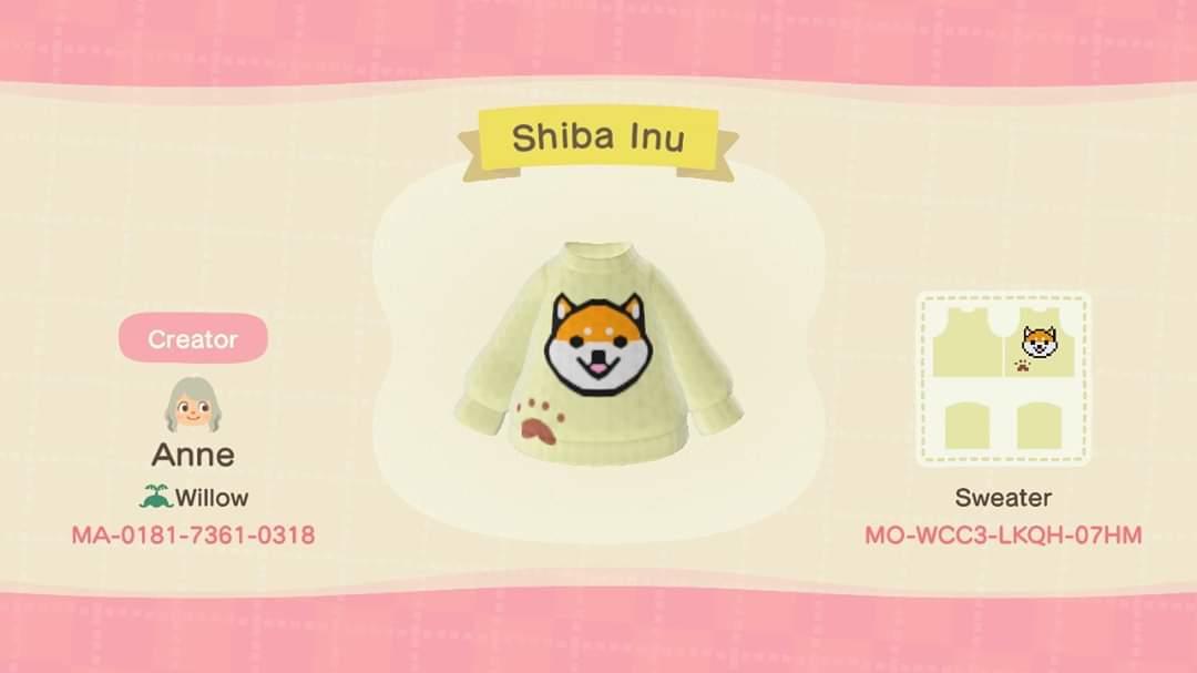 Animal Crossing Design Code: MO-WCC3-LKQH-07HM Shiva Inu