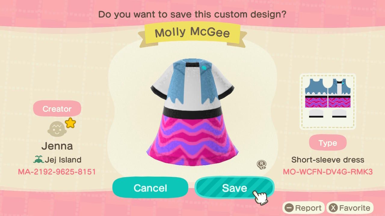 Animal Crossing Design Code: MO-WCFN-DV4G-RMK3 Molly McGee