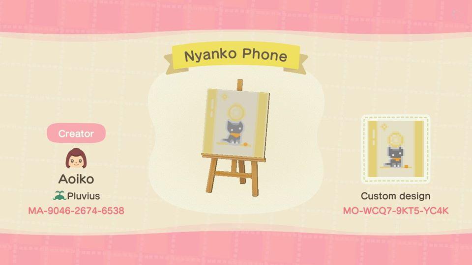 Animal Crossing Design Code: MO-WCQ7-9KT5-YC4K Nyanko Phone
