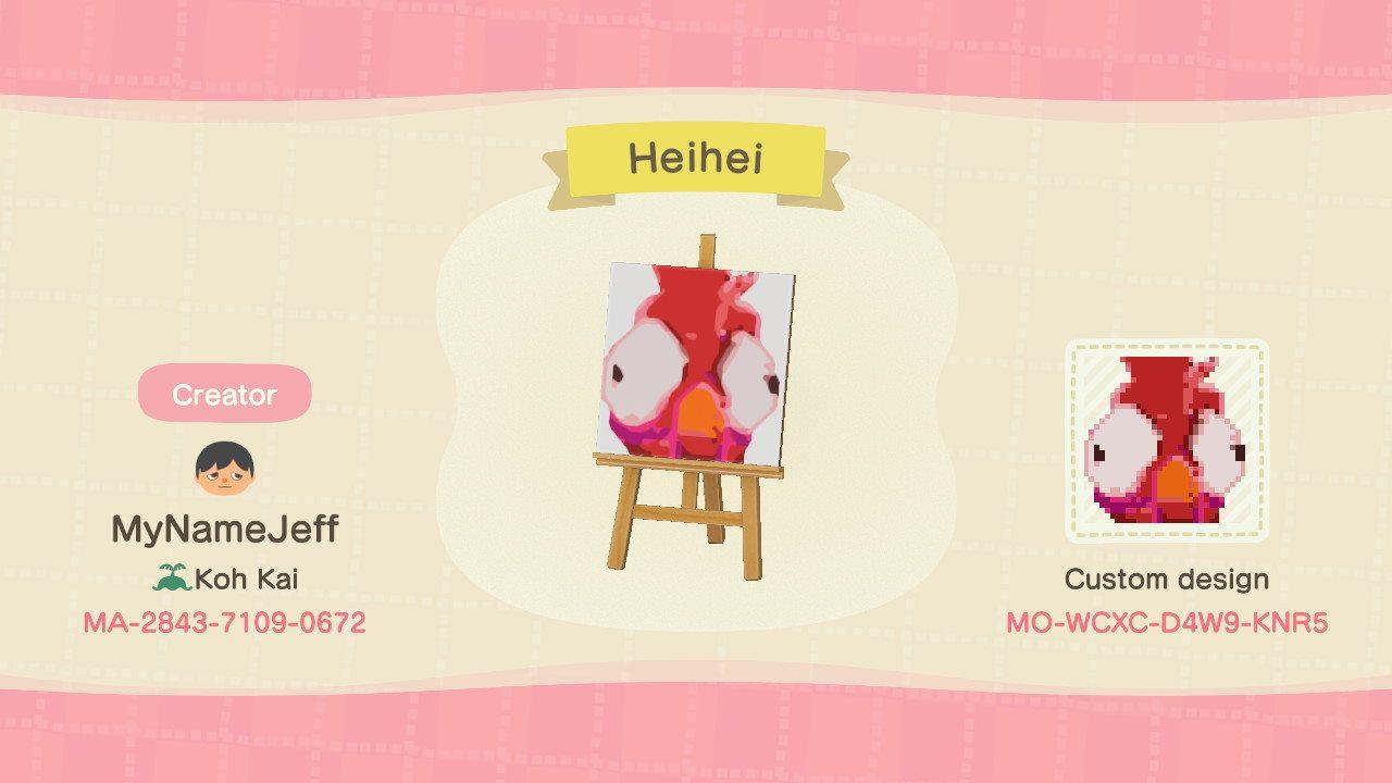 Animal Crossing Design Code: MO-WCXC-D4W9-KNR5 Heihei