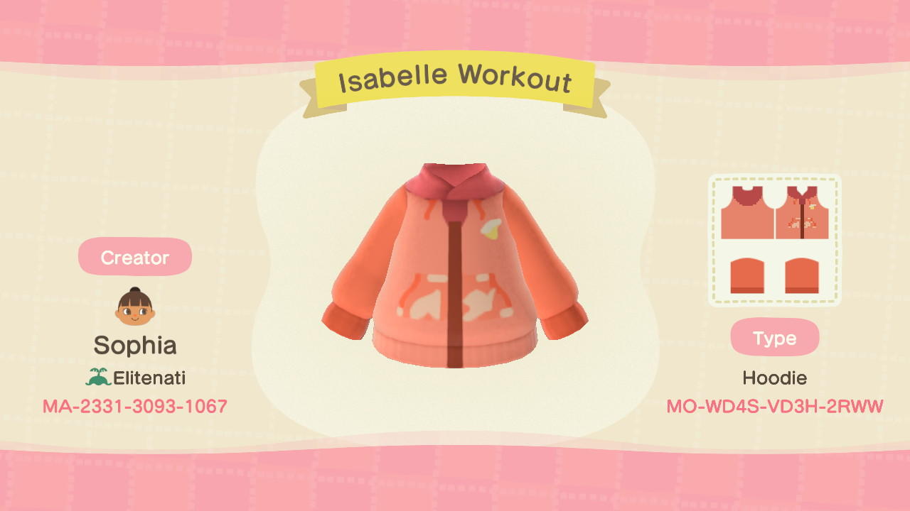 Animal Crossing Design Code: MO-WD4S-VD3H-2RWW Isabelle Workout
