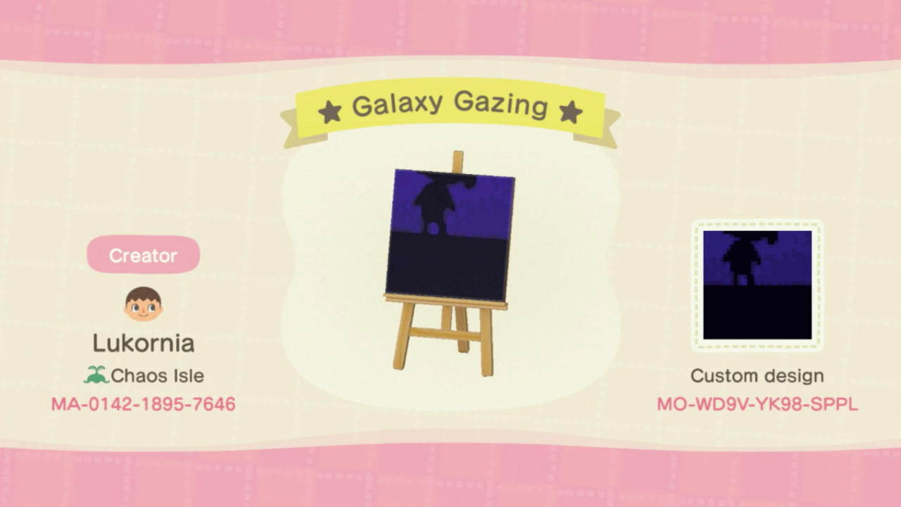 Animal Crossing Design Code: MO-WD9V-YK98-SPPL ★Galaxy Gazing★