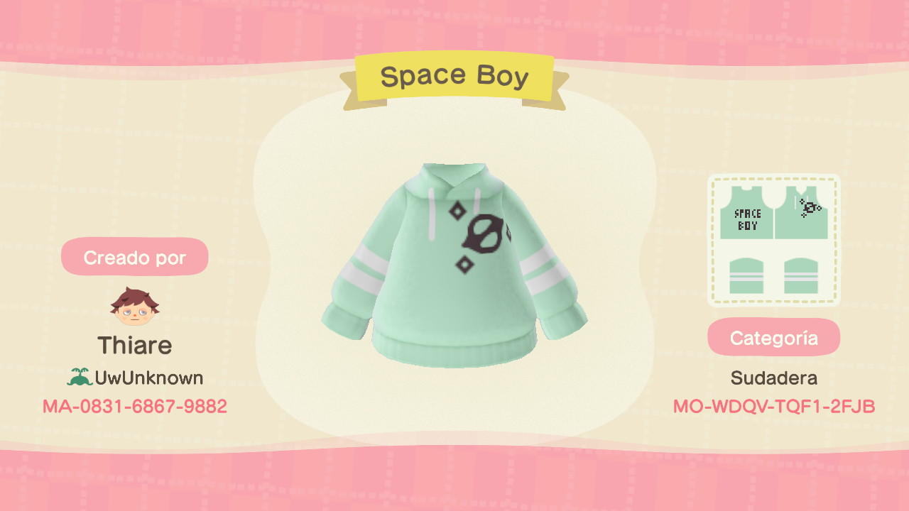 Animal Crossing Design Code: MO-WDQV-TQF1-2FJB Space Boy