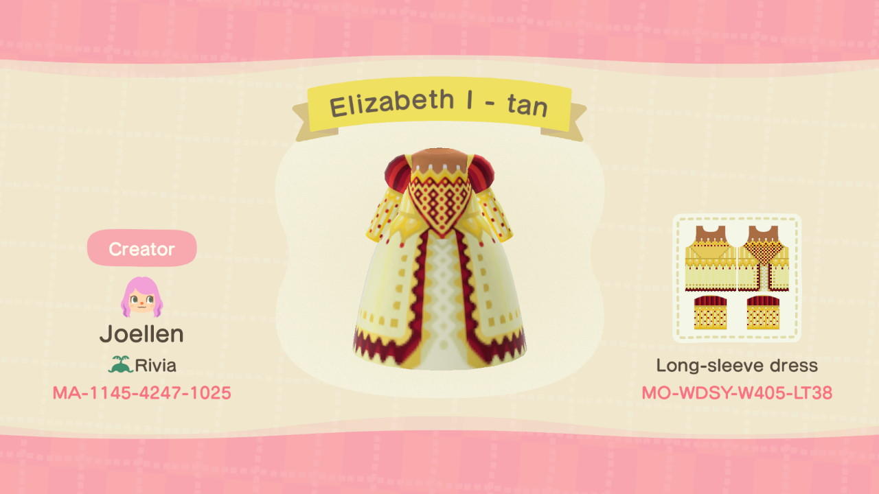 Animal Crossing Design Code: MO-WDSY-W405-LT38 Elizabeth I