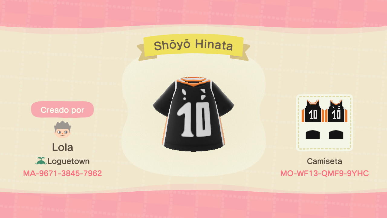 Animal Crossing Design Code: MO-WF13-QMF9-9YHC Hinata Shoyo Haikyuu