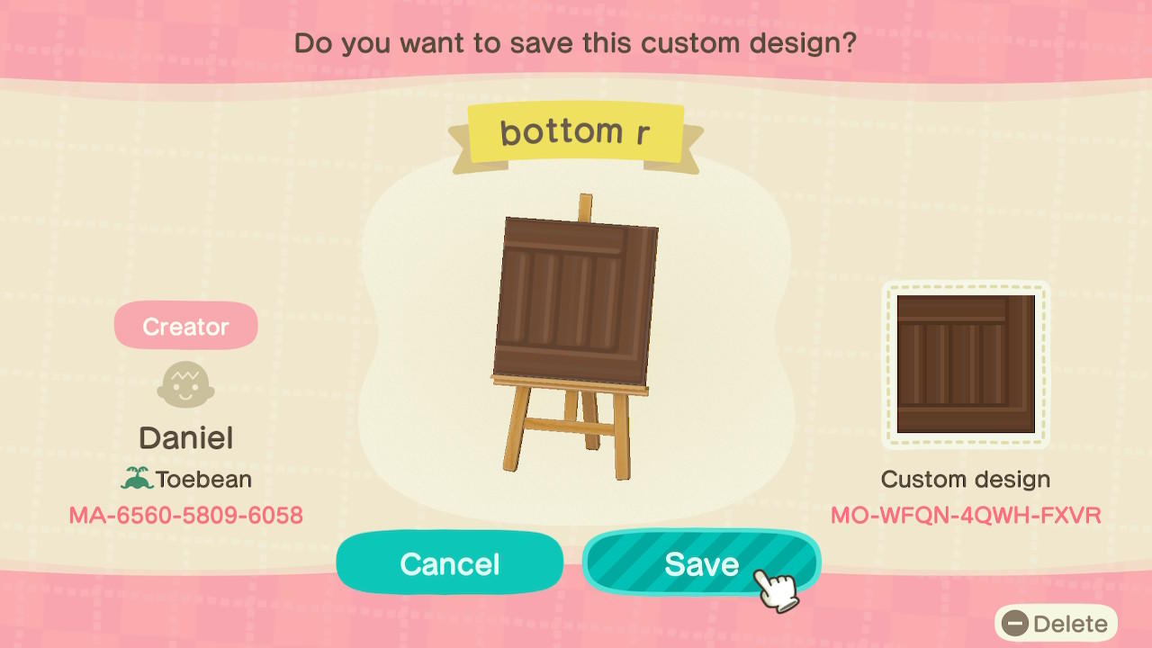 Animal Crossing Design Code: MO-WFQN-4QWH-FXVR Wooden Border