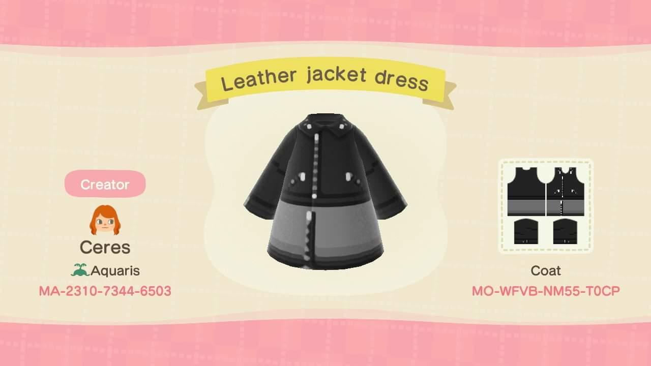 Animal Crossing Design Code: MO-WFVB-NM55-T0CP Leather Jacket Dress