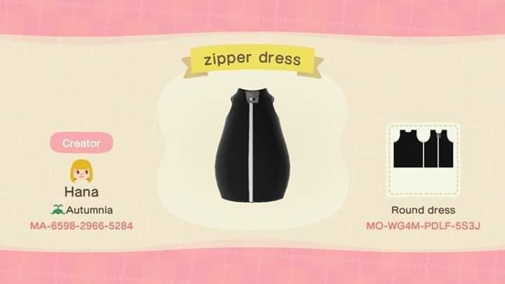 Animal Crossing Design Code: MO-WG4M-PDLF-5S3J Zipper Dress