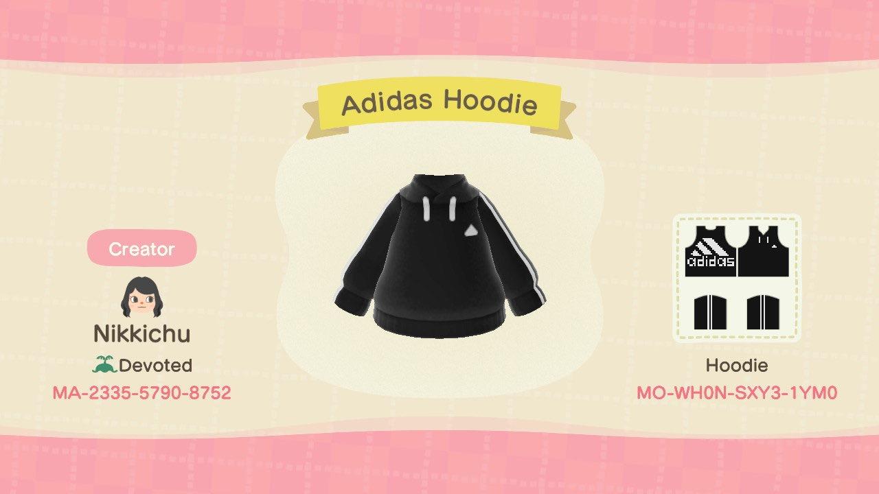 Animal Crossing Design Code: MO-WH0N-SXY3-1YM0 Adidas Hoodie