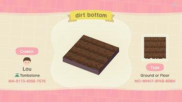 Animal Crossing Design Code: MO-WHH7-9FK8-BOBH dirt bottom