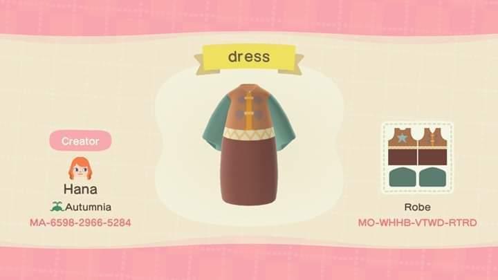 Animal Crossing Design Code: MO-WHHB-VTWD-RTRD Old Fashion Dress