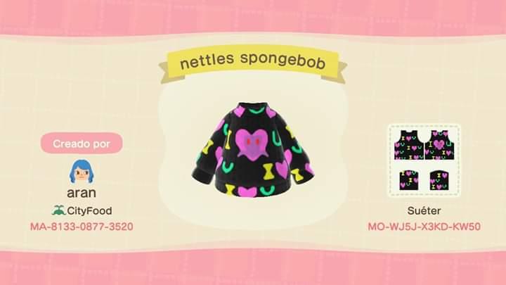 Animal Crossing Design Code: MO-WJ5J-X3KD-KW50 nettles squidward
