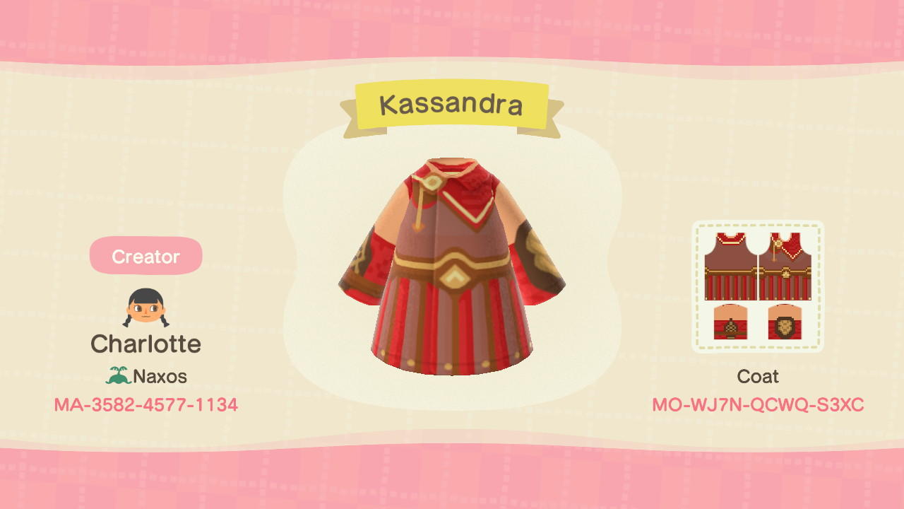 Animal Crossing Design Code: MO-WJ7N-QCWQ-S3XC Kassandra