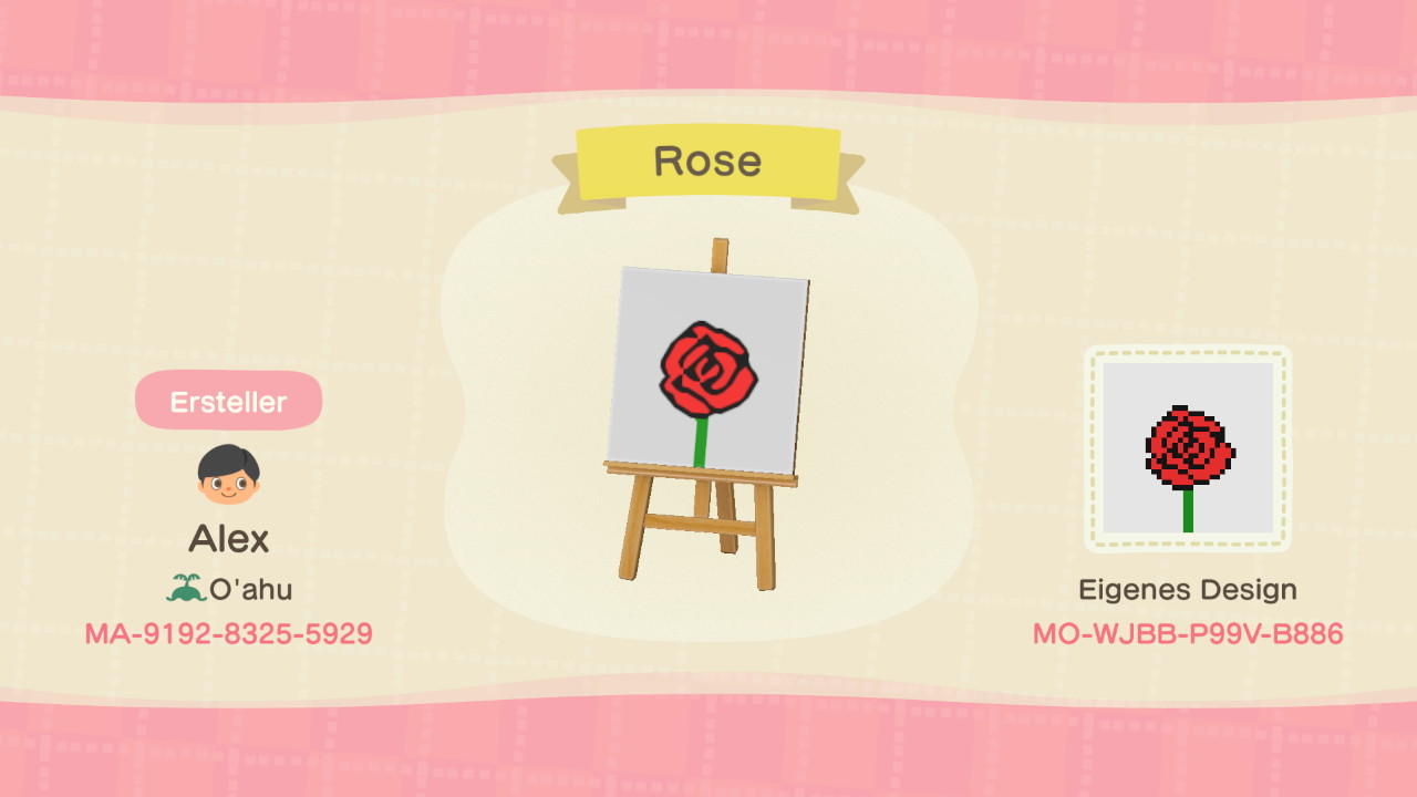 Animal Crossing Design Code: MO-WJBB-P99V-B886 Rose