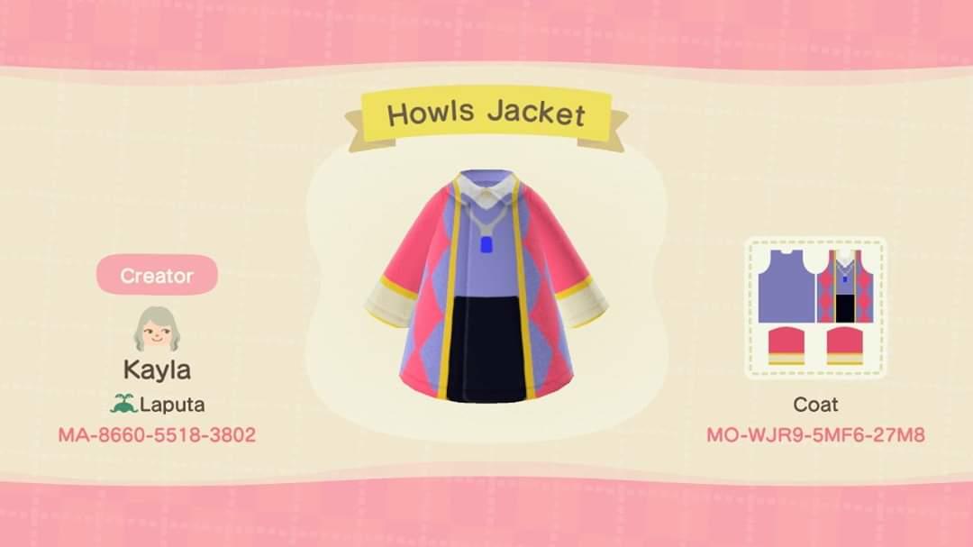 Animal Crossing Design Code: MO-WJR9-5MF6-27MB Howl&#39;s Jacket