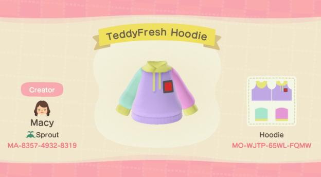 Animal Crossing Design Code: MO-WJTP-65WL-FQMW TeddyFresh Hoodie
