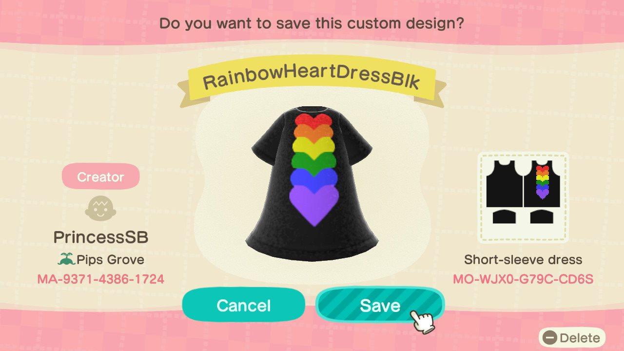 Animal Crossing Design Code: MO-WJX0-G79C-CD6S Rainbow Pride Heart