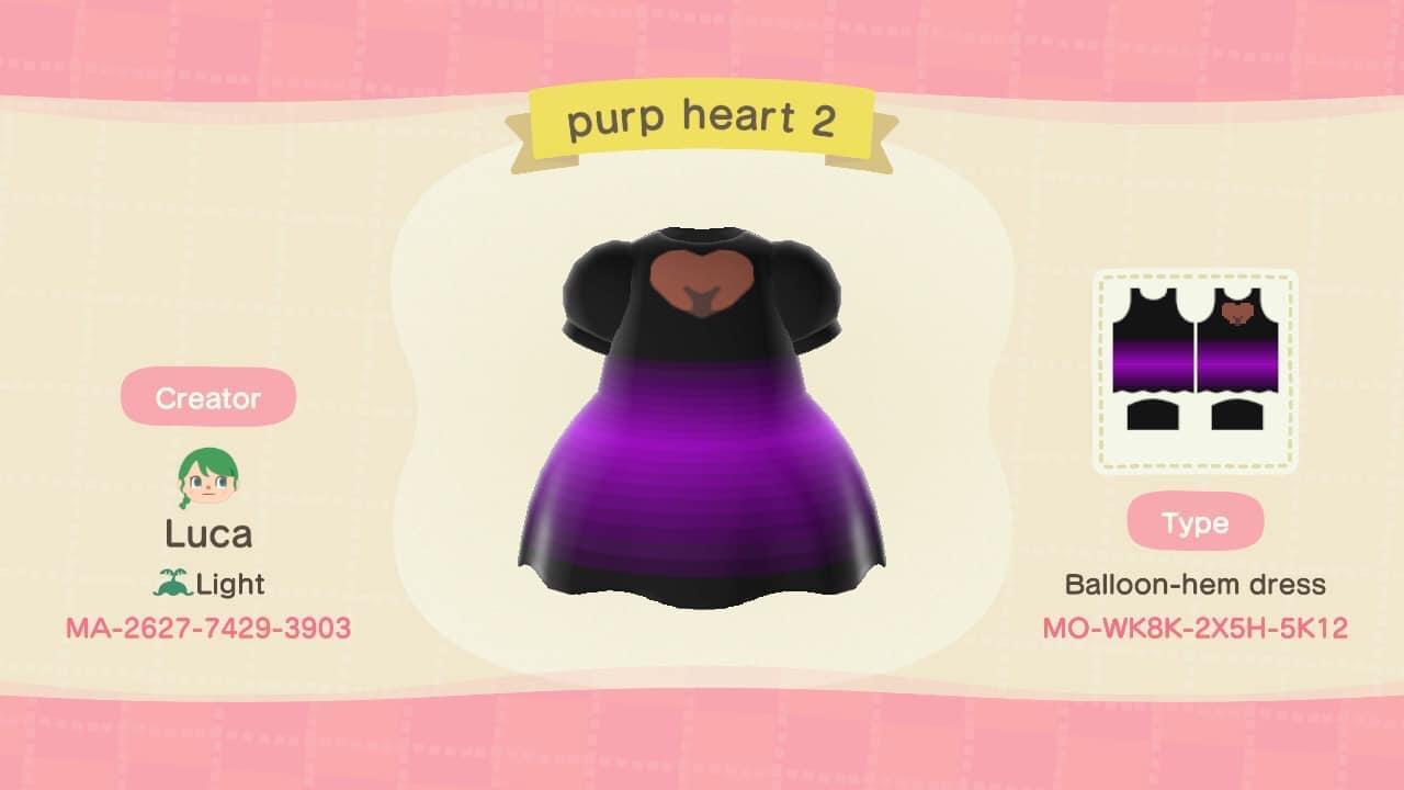Animal Crossing Design Code: MO-WK8K-2X5H-5K12 Purple Heart 2